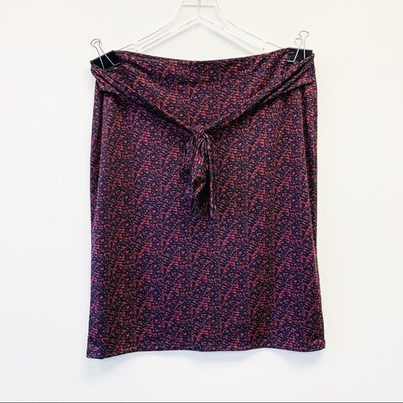 Halogen Abstract Print Tie Front Pencil Skirt In Multi Brown/Black, Size 3X - Picture 1 of 10